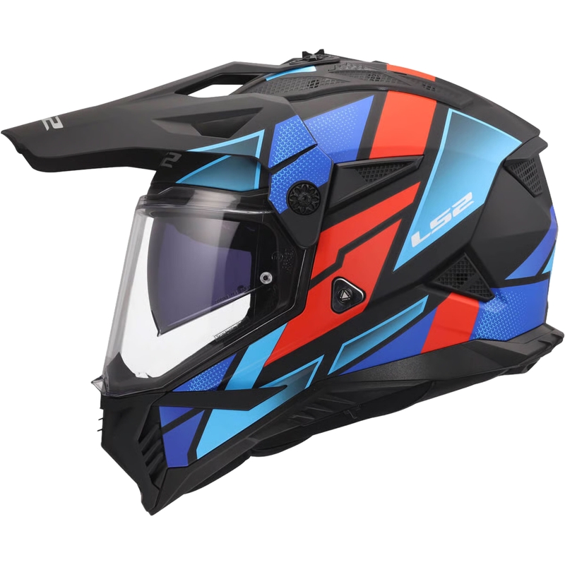 Casque de moto enduro LS2 MX702 Pioneer II Block noir mat-rouge-bleu