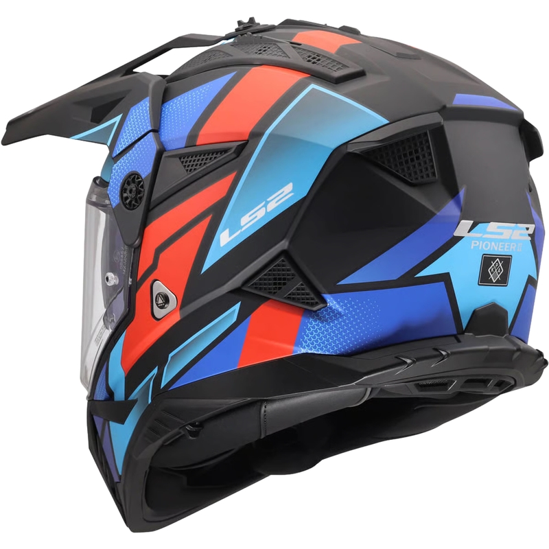 Casque de moto enduro LS2 MX702 Pioneer II Block noir mat-rouge-bleu