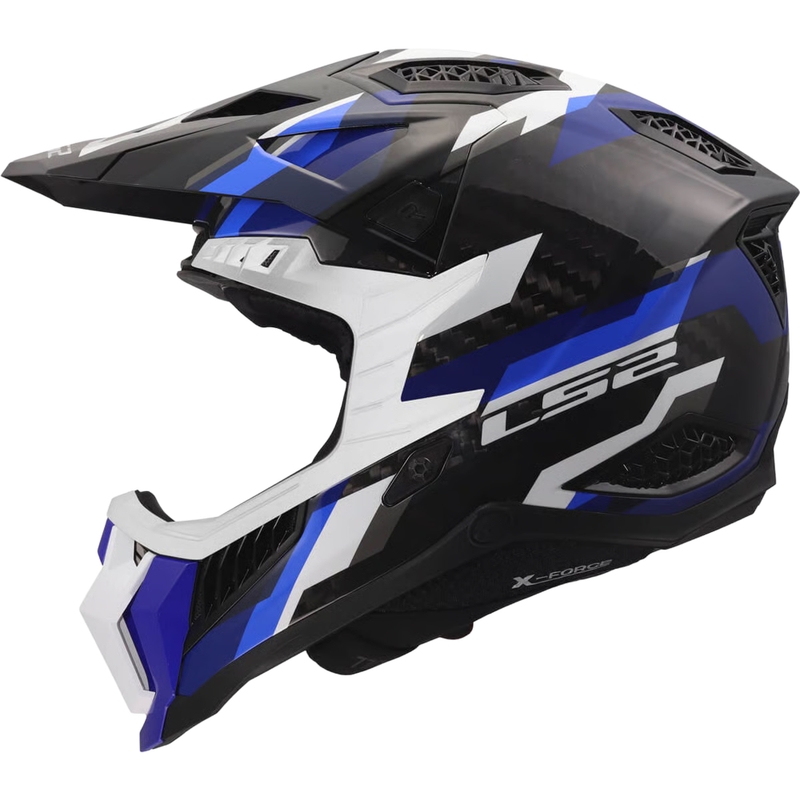 Casque de motocross LS2 MX703 X-Force Phantom bleu-blanc brillant