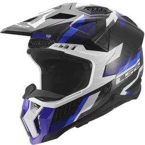 Casque de motocross LS2 MX703 X-Force Phantom bleu-blanc brillant