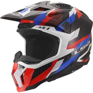 Casque de motocross LS2 MX703 X-Force Phantom blanc brillant-bleu-rouge