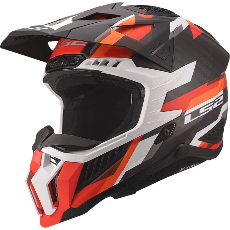 Casque de motocross LS2 MX703 X-Force Phantom orange-rouge mat