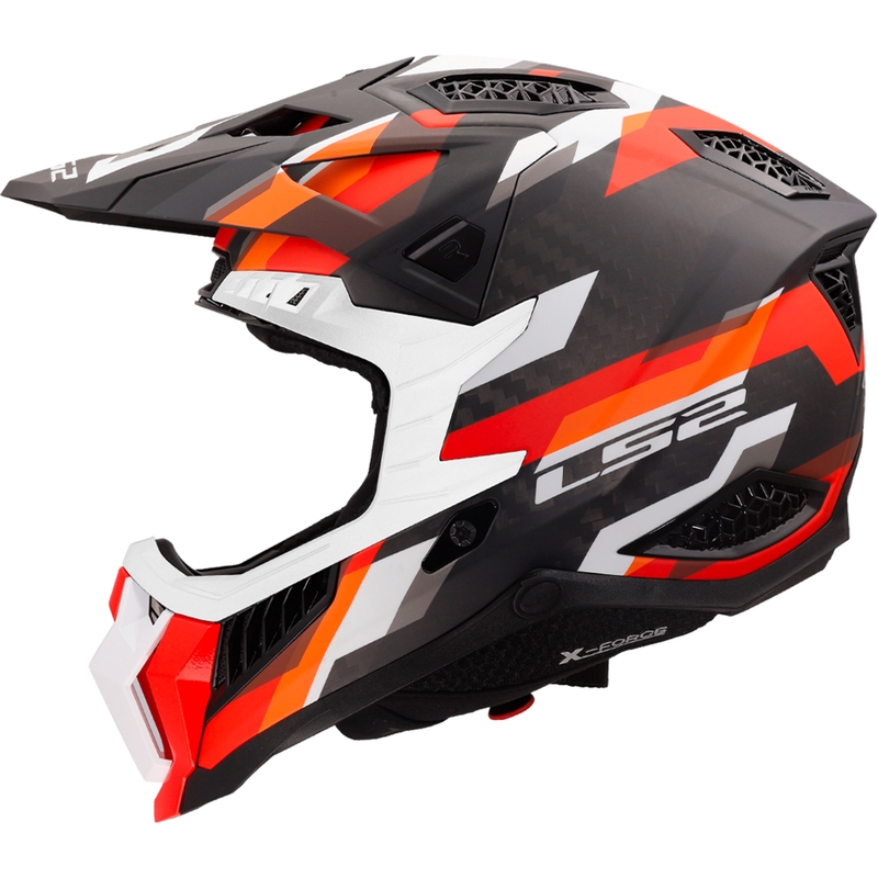 Casque de motocross LS2 MX703 X-Force Phantom orange-rouge mat