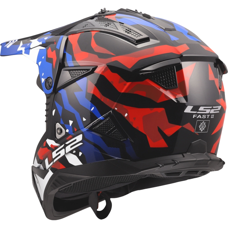 Casque de motocross LS2 MX708 Fast II Grotesk blanc brillant-bleu-rouge