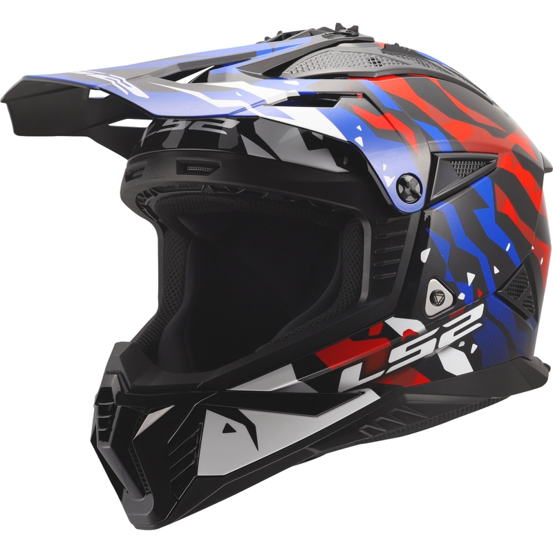 Casque de motocross LS2 MX708 Fast II Grotesk blanc brillant-bleu-rouge