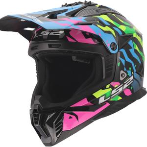 Casque de motocross LS2 MX708 Fast II Grotesk bleu-rose-vert brillant