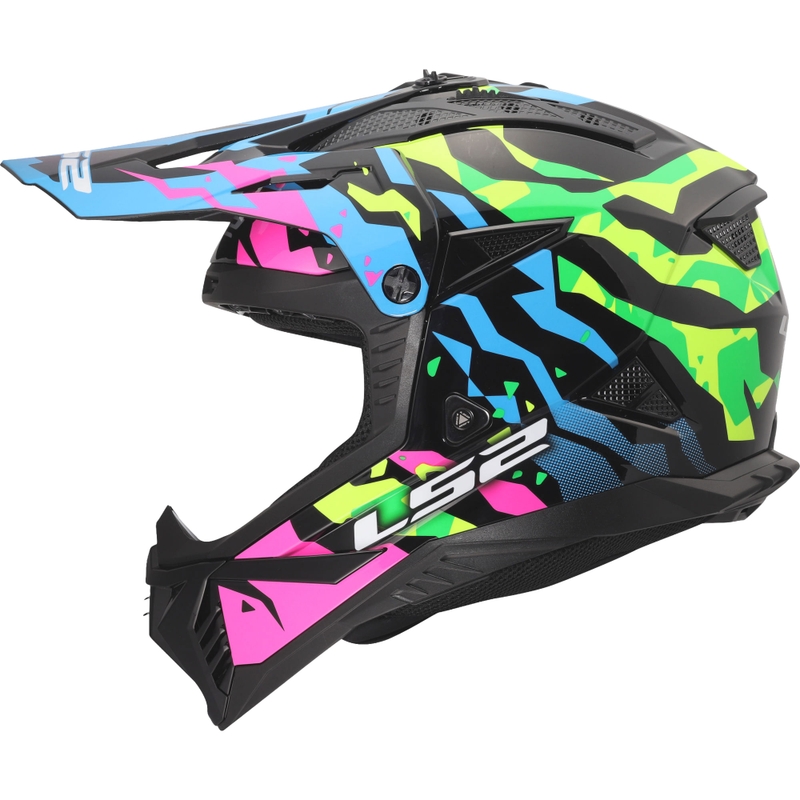 Casque de motocross LS2 MX708 Fast II Grotesk bleu-rose-vert brillant