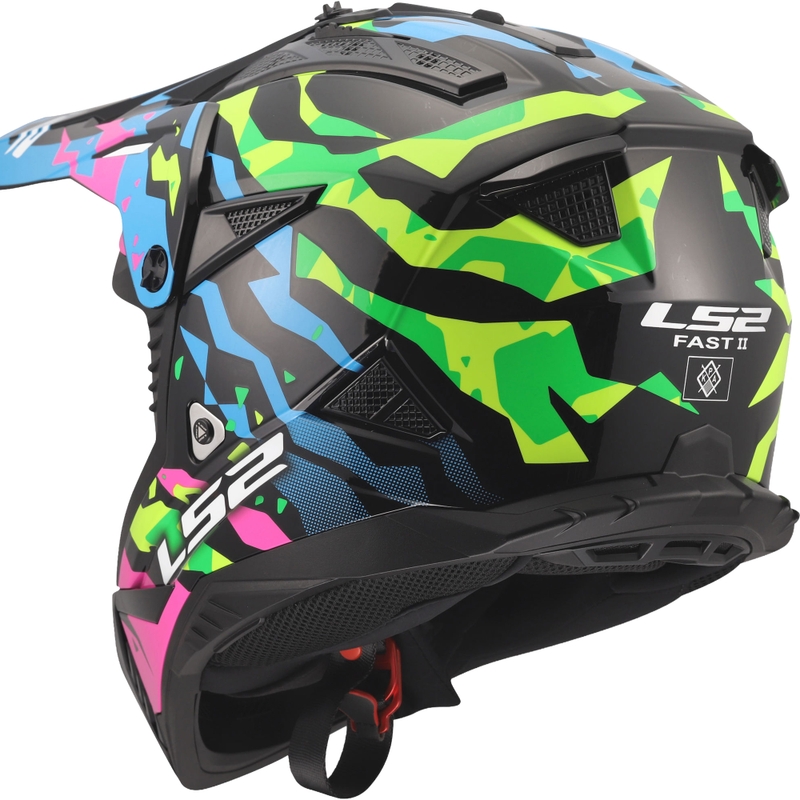 Casque de motocross LS2 MX708 Fast II Grotesk bleu-rose-vert brillant