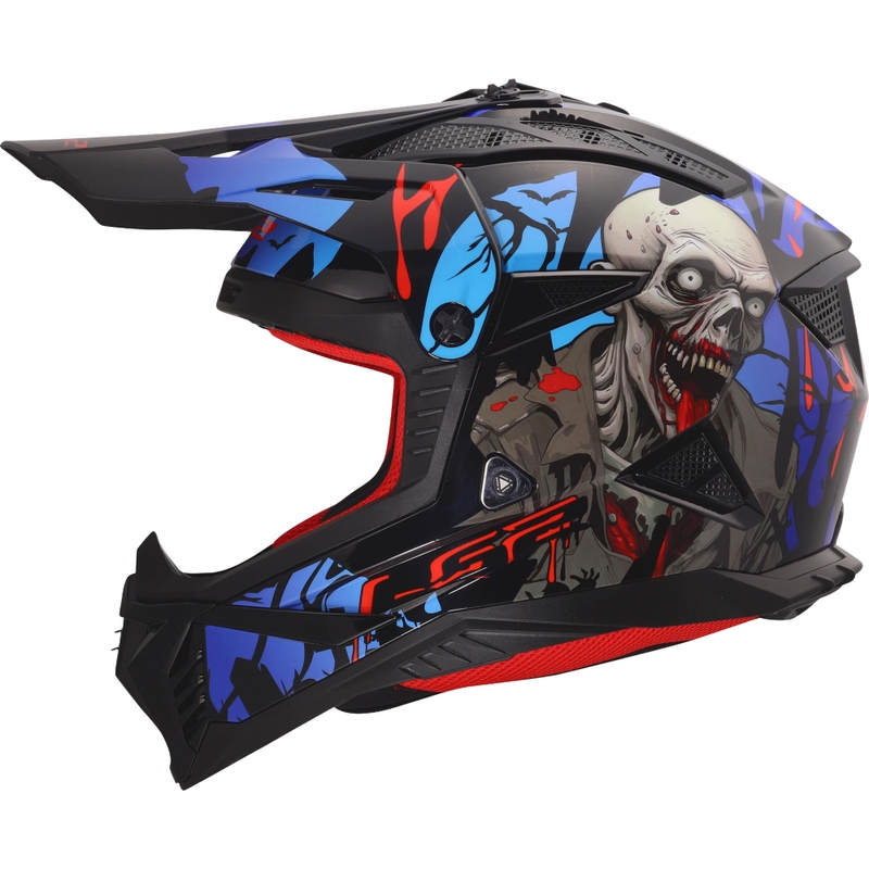 Casque de motocross LS2 MX708 Fast II Zombie II noir brillant-rouge-bleu