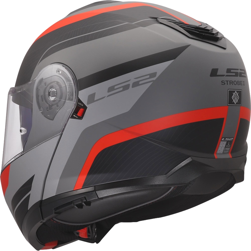 Casque modulable LS2 FF908 Strobe II Monza noir mat-gris-rouge