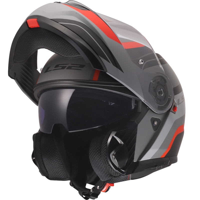 Casque modulable LS2 FF908 Strobe II Monza noir mat-gris-rouge