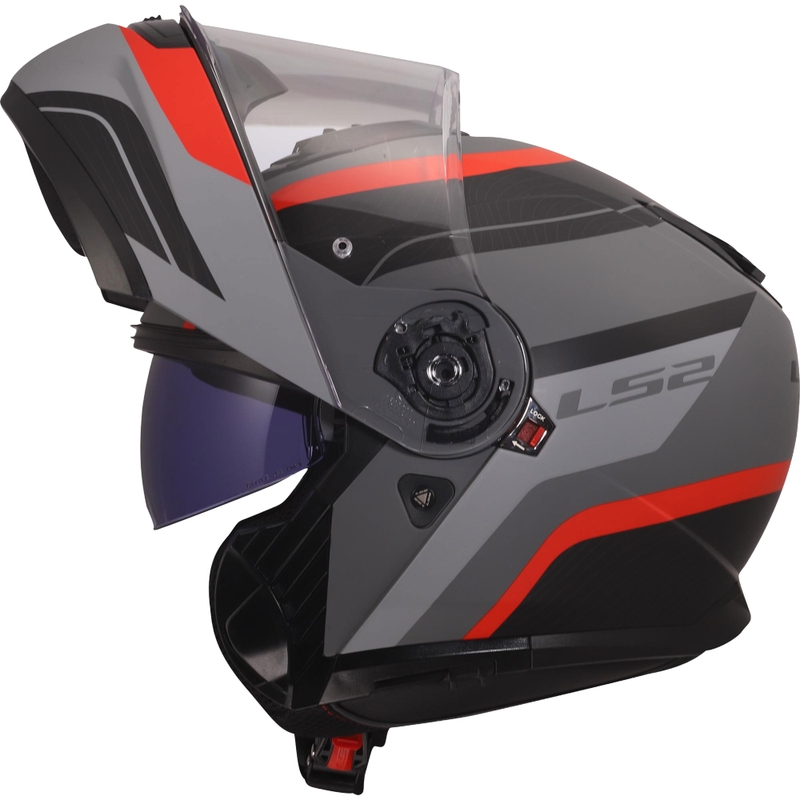 Casque modulable LS2 FF908 Strobe II Monza noir mat-gris-rouge