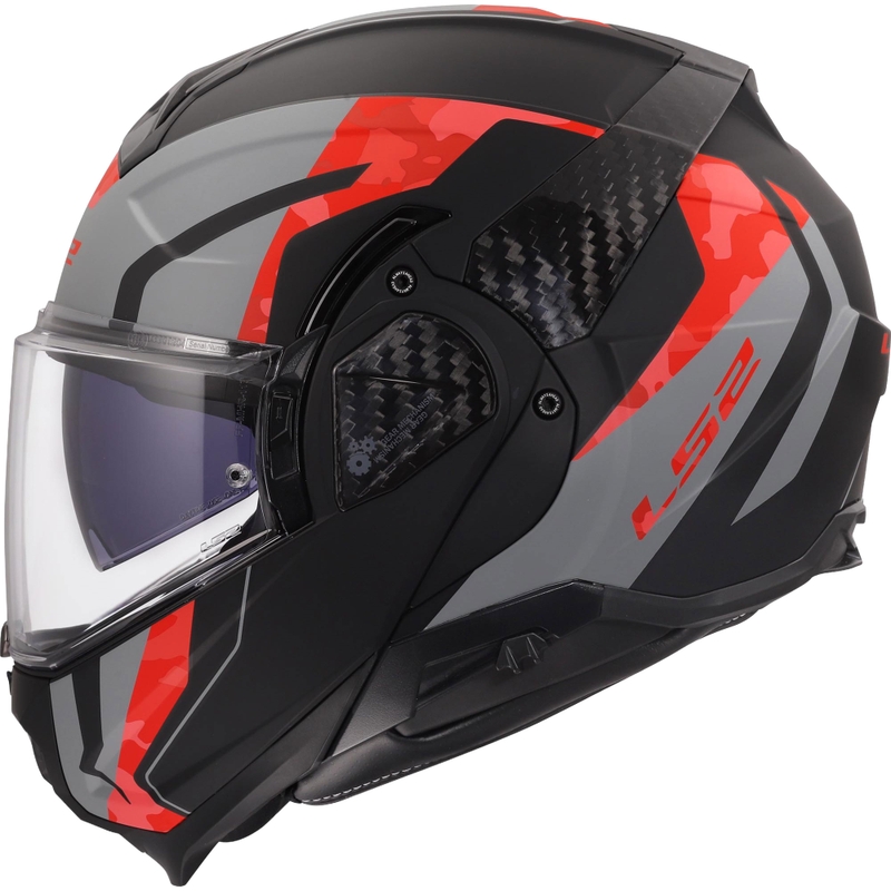 Casque de moto modulable LS2 FF910 Advant II Glide noir mat-gris-rouge