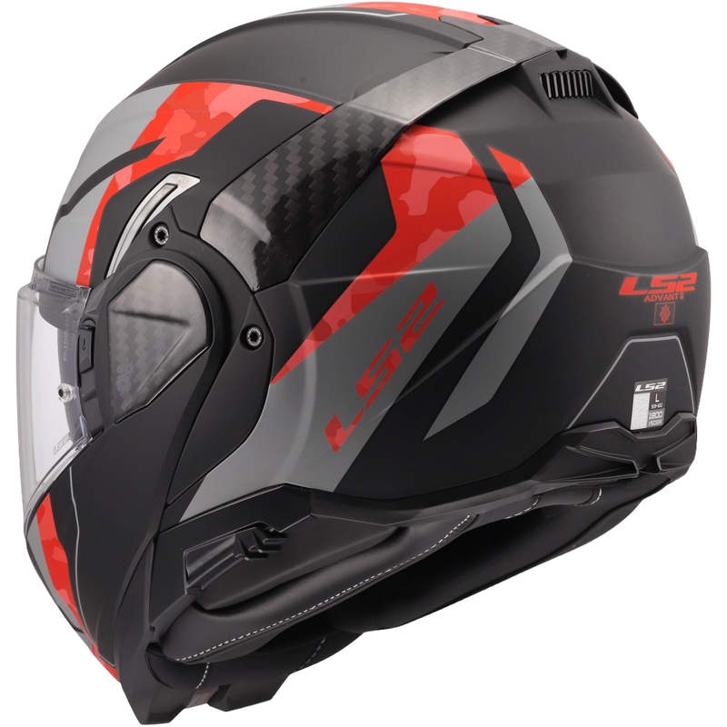 Casque de moto modulable LS2 FF910 Advant II Glide noir mat-gris-rouge