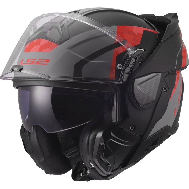 Casque de moto modulable LS2 FF910 Advant II Glide noir mat-gris-rouge