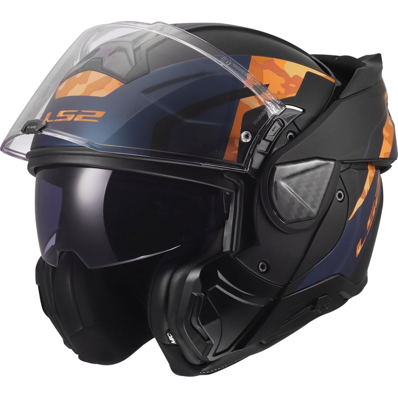 Casque de moto modulable LS2 FF910 Advant II Glide noir mat-orange