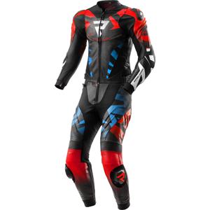Combinaison de moto deux pièces en cuir Rebelhorn Inferno noir-bleu-blanc-rouge
