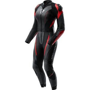 Combinaison de moto deux pièces en cuir pour femme Rebelhorn Diva RS noir et rouge