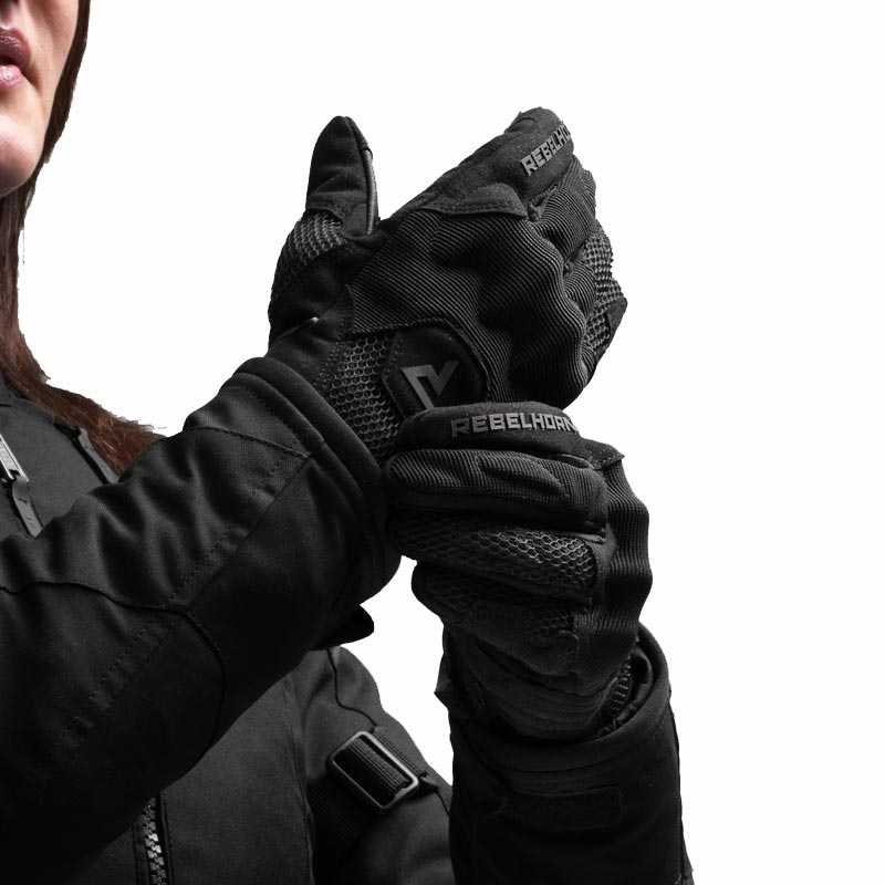 Gants de moto pour femmes Rebelhorn Core noirs