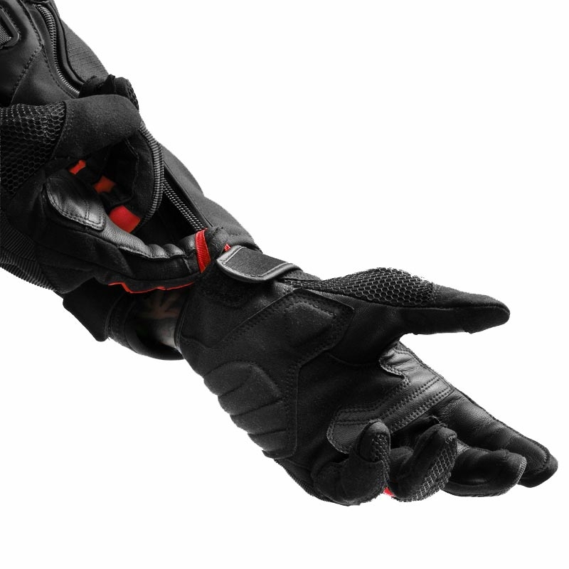 Gants de moto pour femmes Rebelhorn Core noir et rouge