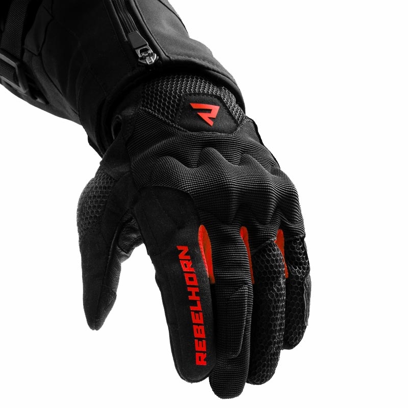 Gants de moto pour femmes Rebelhorn Core noir et rouge