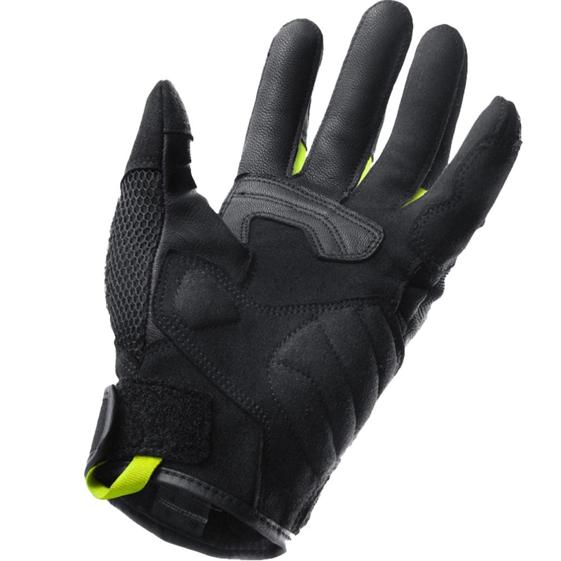 Gants de moto pour femmes Rebelhorn Core noir-gris-jaune fluo
