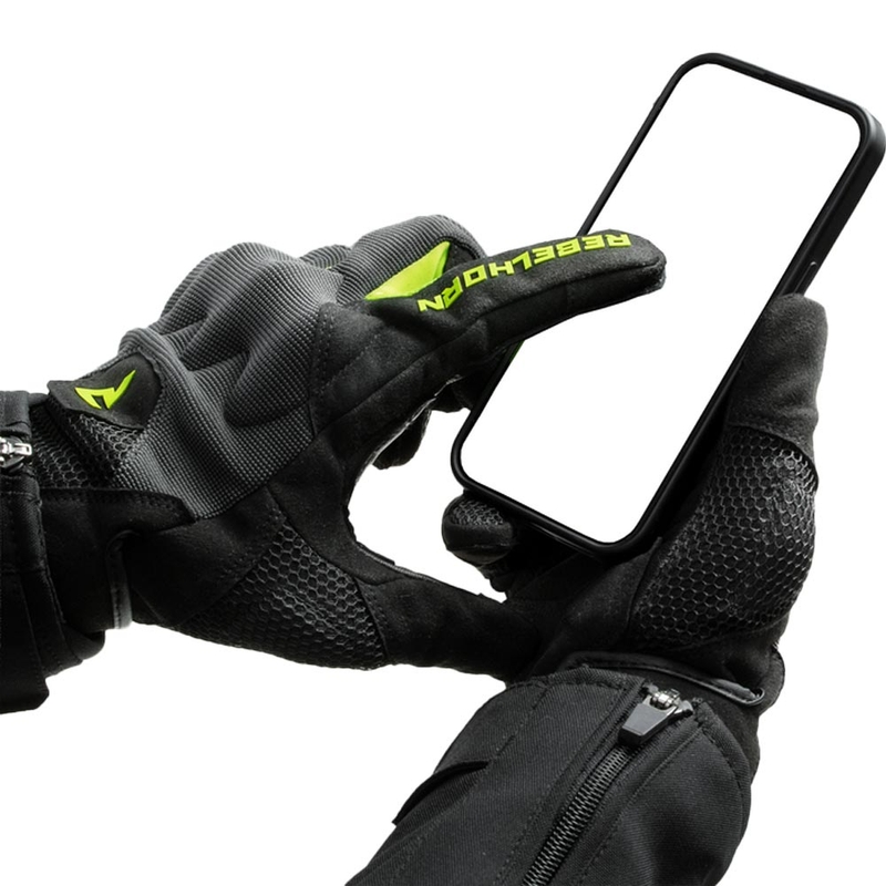 Gants de moto pour femmes Rebelhorn Core noir-gris-jaune fluo