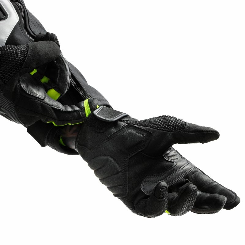 Gants de moto pour femmes Rebelhorn Core noir-gris-jaune fluo