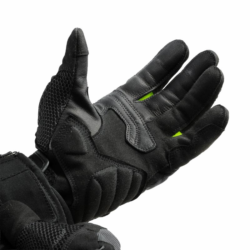 Gants de moto pour femmes Rebelhorn Core noir-gris-jaune fluo