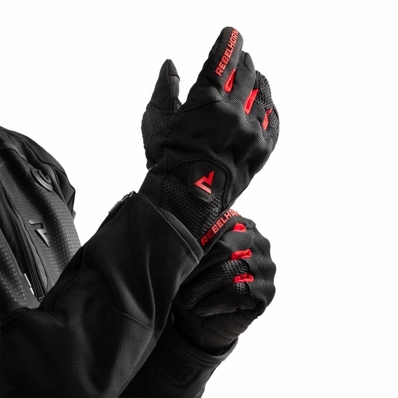 Gants de moto Rebelhorn Core noirs et rouges