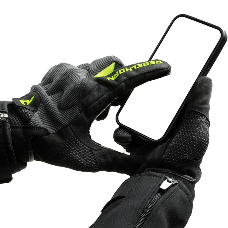 Gants de moto Rebelhorn Core noir-gris-jaune fluo