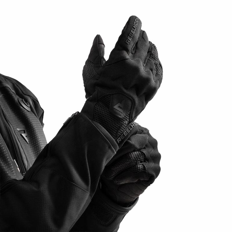 Gants de moto Rebelhorn Core noir-gris-jaune fluo