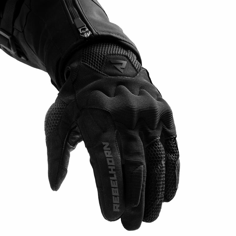 Gants de moto Rebelhorn Core noir-gris-jaune fluo