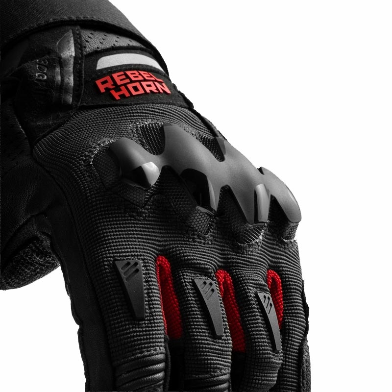 Gants de moto Rebelhorn Defender noirs et rouges