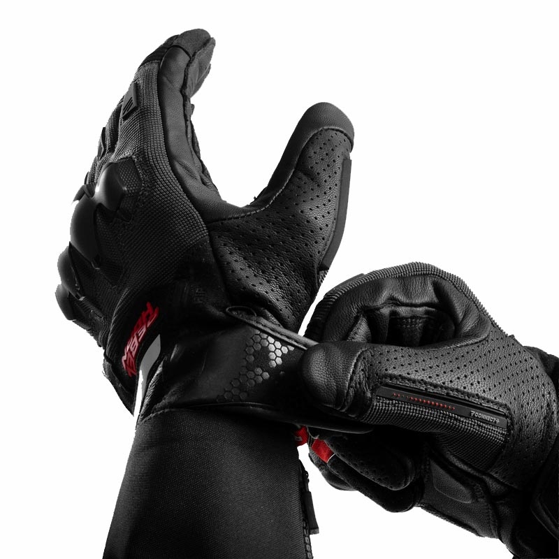 Gants de moto Rebelhorn Defender noirs et rouges