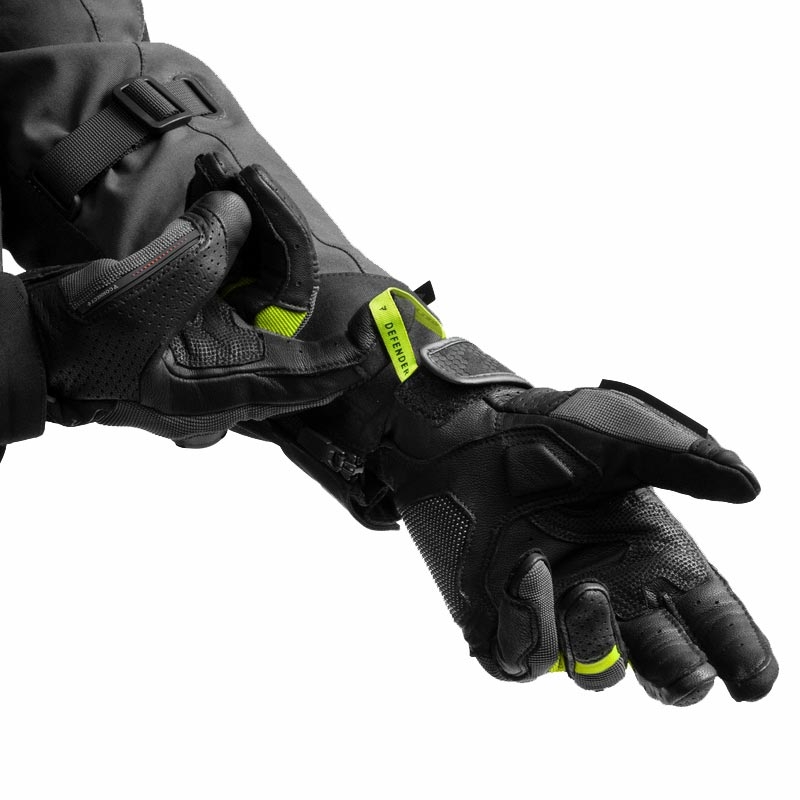 Gants de moto Rebelhorn Defender noir-gris-jaune fluo