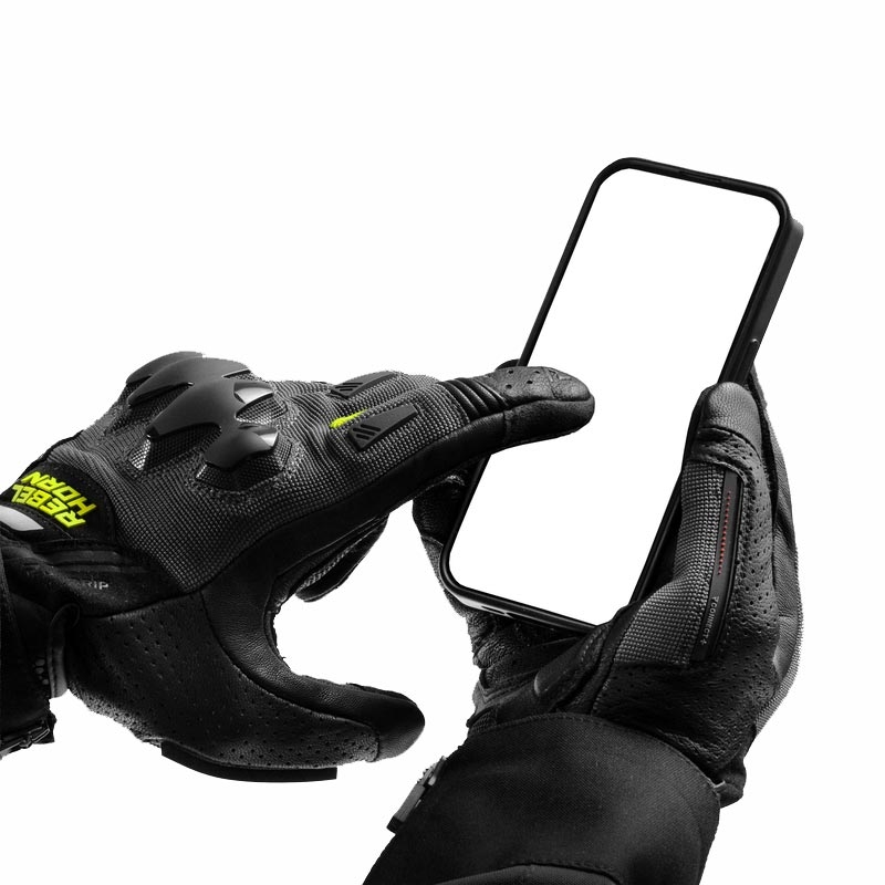 Gants de moto Rebelhorn Defender noir-gris-jaune fluo