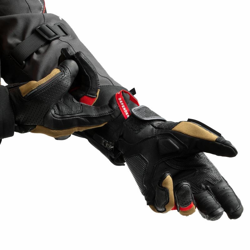 Gants de moto Rebelhorn Defender sable noir rouge
