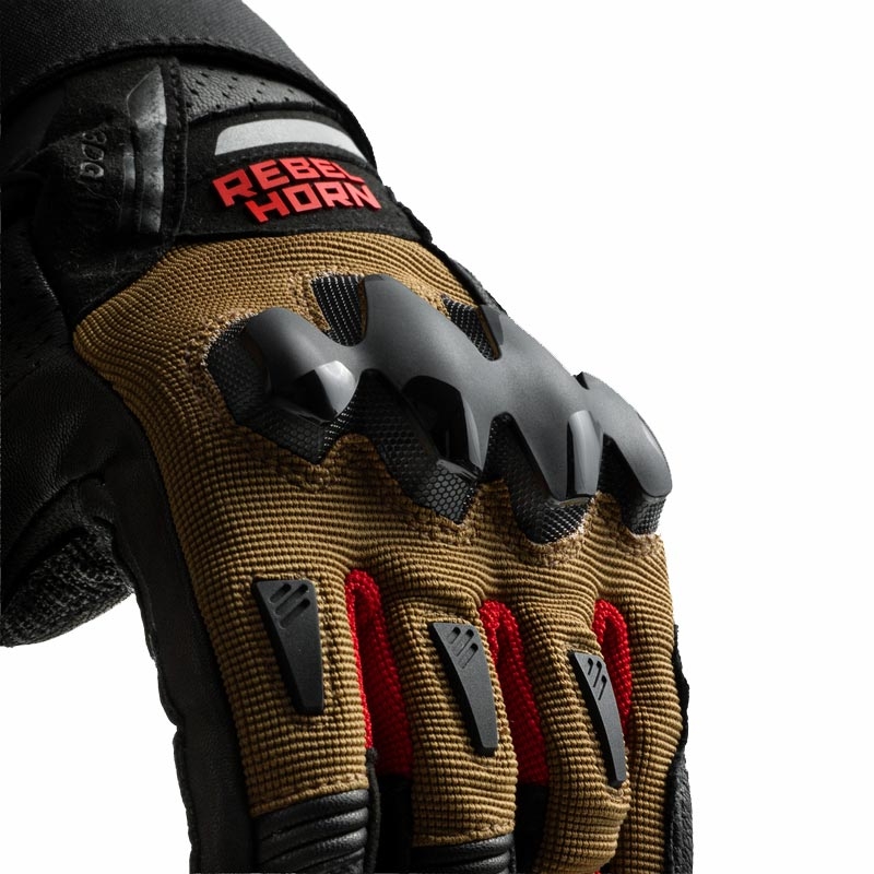 Gants de moto Rebelhorn Defender sable noir rouge