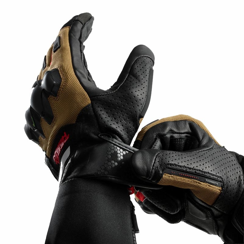 Gants de moto Rebelhorn Defender sable noir rouge
