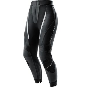 Pantalon de moto en cuir pour femme Rebelhorn Diva noir et blanc
