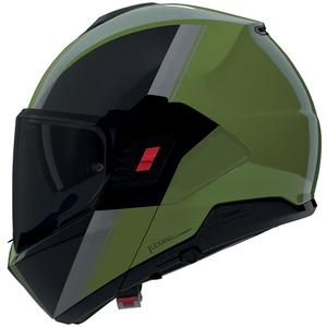 Casque de moto modulable Nolan N120-1 Verniciatura Speciale N-COM 354 vert-noir-gris brillant