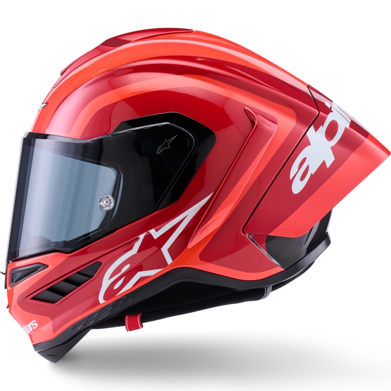 Casque intégral de moto Alpinestars Supertech R10 Arius rouge fluo-rouge-noir-blanc