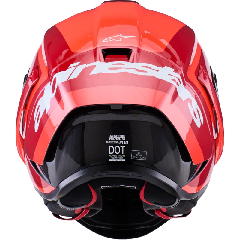 Casque intégral de moto Alpinestars Supertech R10 Arius rouge fluo-rouge-noir-blanc