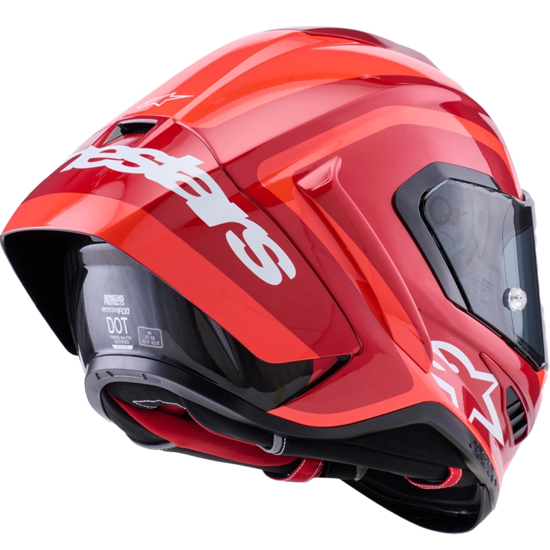 Casque intégral de moto Alpinestars Supertech R10 Arius rouge fluo-rouge-noir-blanc