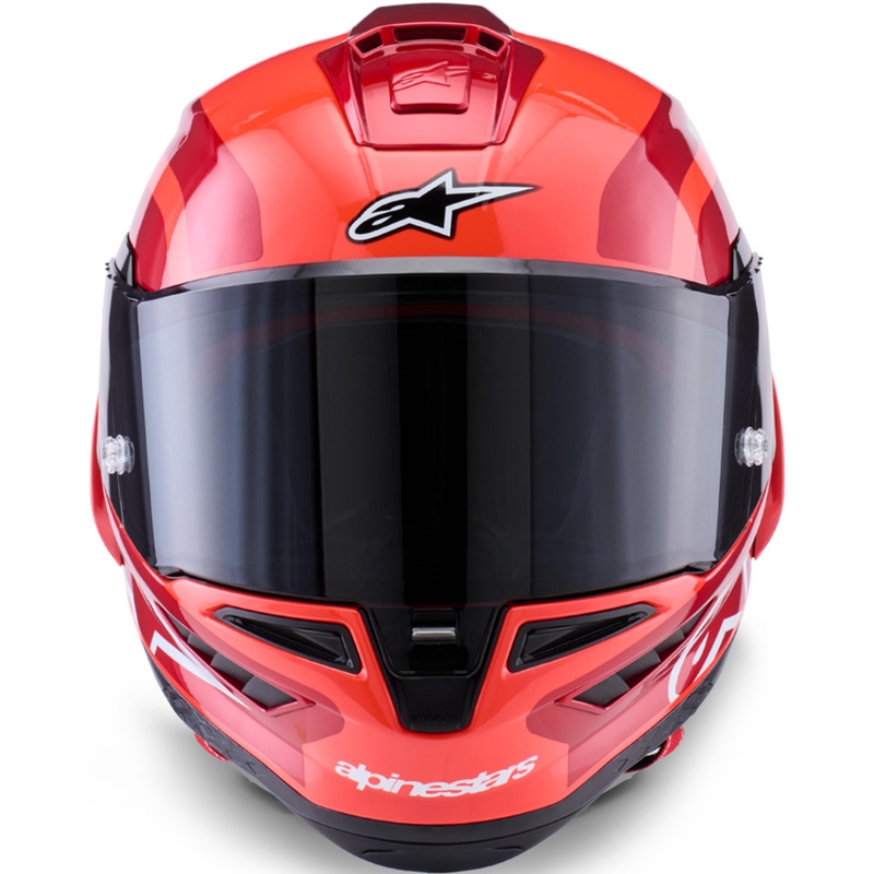 Casque intégral de moto Alpinestars Supertech R10 Arius rouge fluo-rouge-noir-blanc