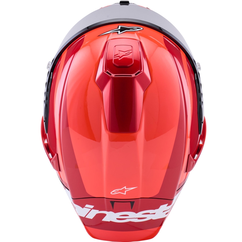 Casque intégral de moto Alpinestars Supertech R10 Arius rouge fluo-rouge-noir-blanc