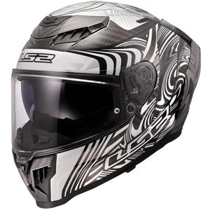 Casque intégral moto LS2 FF807 Dragon Carbon Enthum Argent brillant