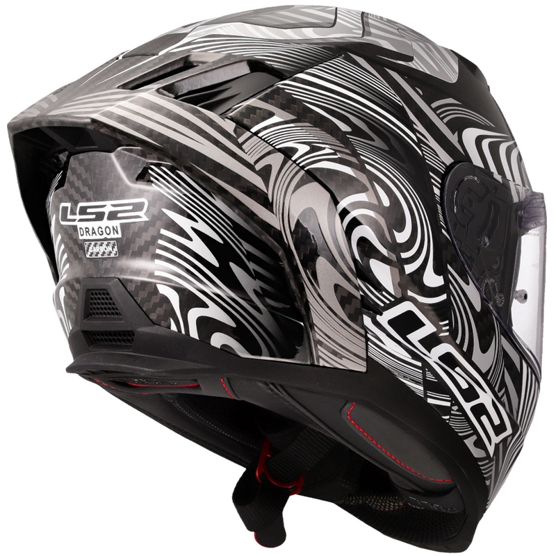 Casque intégral moto LS2 FF807 Dragon Carbon Enthum Argent brillant