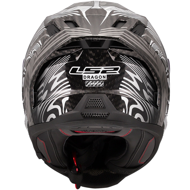 Casque intégral moto LS2 FF807 Dragon Carbon Enthum Argent brillant